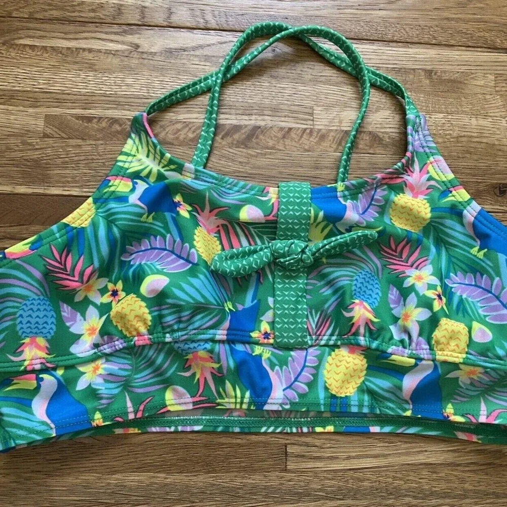 Cat & Jack Green‎ Pineapple Tropical Design 2 Piece Swimsuit Size 10/12
